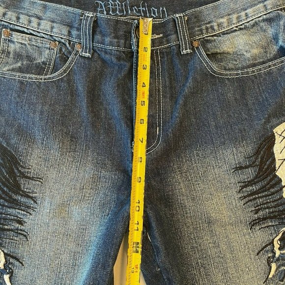 Very Rare Authentic Affliction Denim Killer Jeans Skeleton/Reaper Graphics Size - Picture 6 of 12